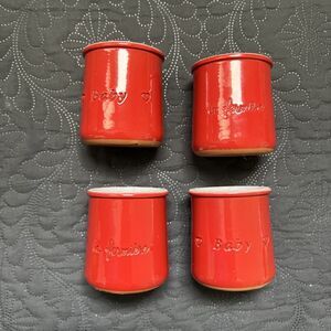 La Fermiere Limited Edition Valentine Red Glazed Yogurt Pots BABY ❤️4pc Set Love